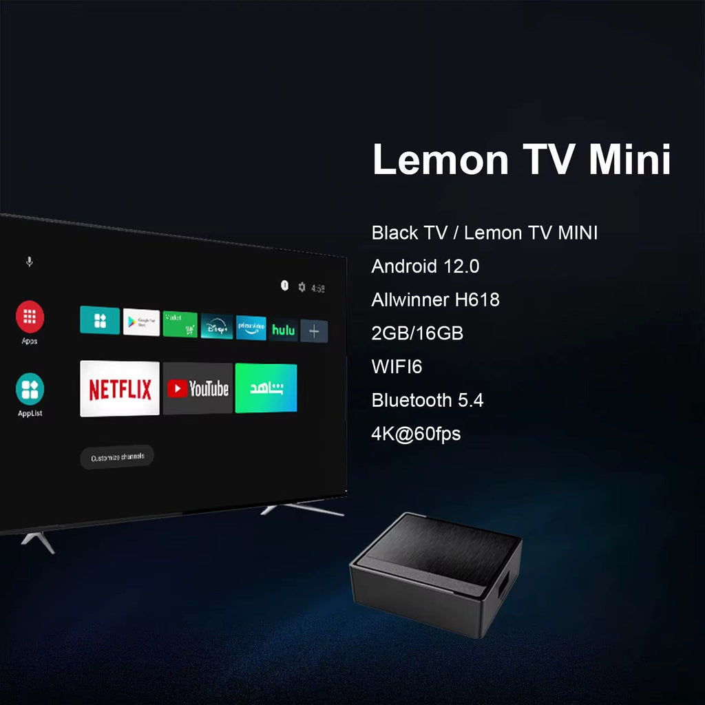 Lemon TV Mini Android TV Box 12.0 Pocket-Size 4K Streaming Device for TV